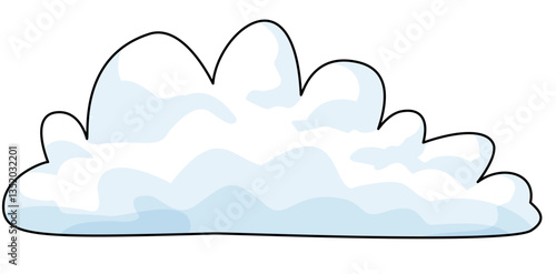 Black Line Art White Shadow Stratus Cloud Illustration Minimalist Cloud Drawing Clipart