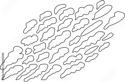 Black and White Line Art Stratus Cloud Type of Cloud Bundle Set
