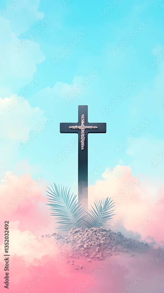 Heavenly Cross for Peaceful Cloudscape.