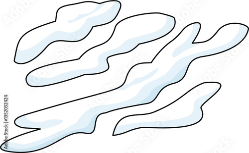 Black Line Art White Shadow Stratus Cloud Illustration Minimalist Cloud Drawing Clipart