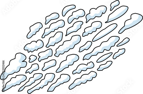 Black Line Art White Shadow Stratus Cloud Illustration Minimalist Cloud Drawing Clipart