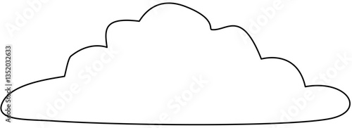 Black Line Art White Shadow Stratus Cloud Illustration Minimalist Cloud Drawing Clipart