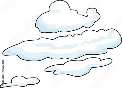 Black and White Line Art Stratus Cloud Illustration Drawing Outline Sketch Minimalist Ink Design