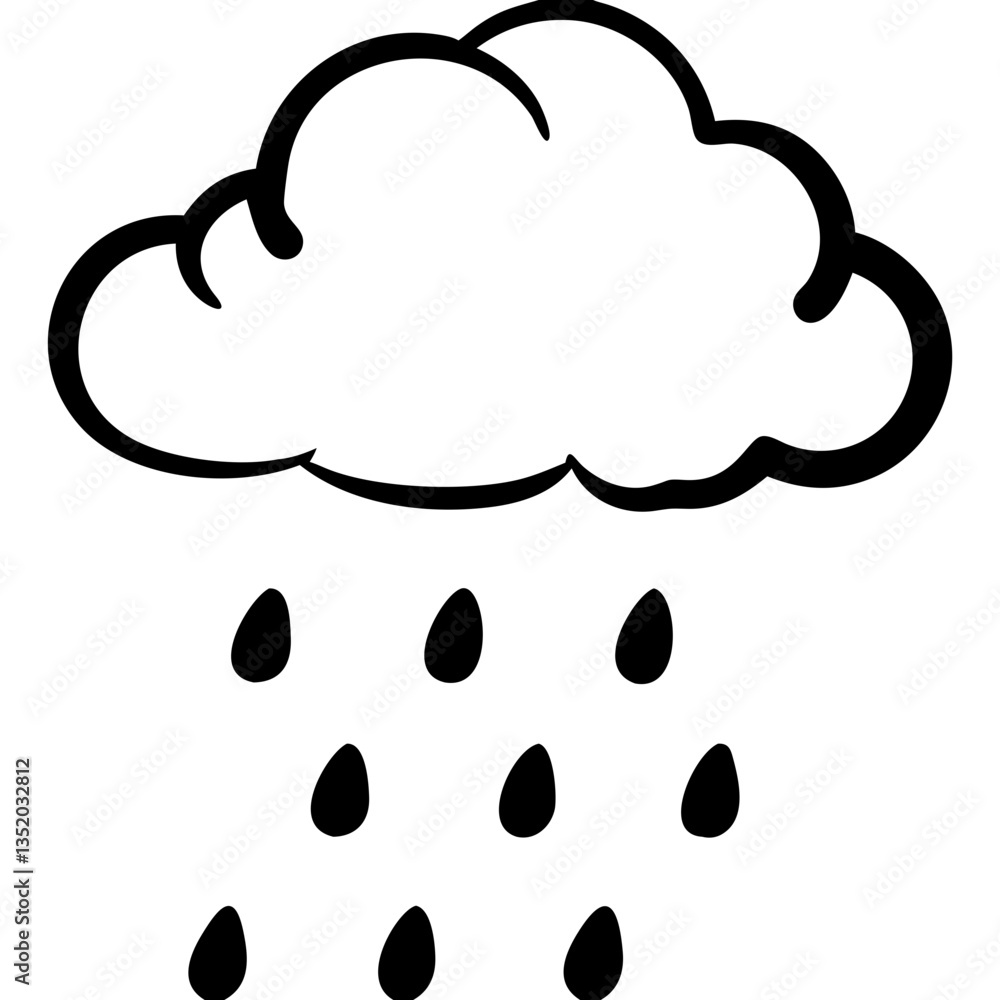 Rain Cloud with Raindrops Weather Vector for Apps and Design Projects