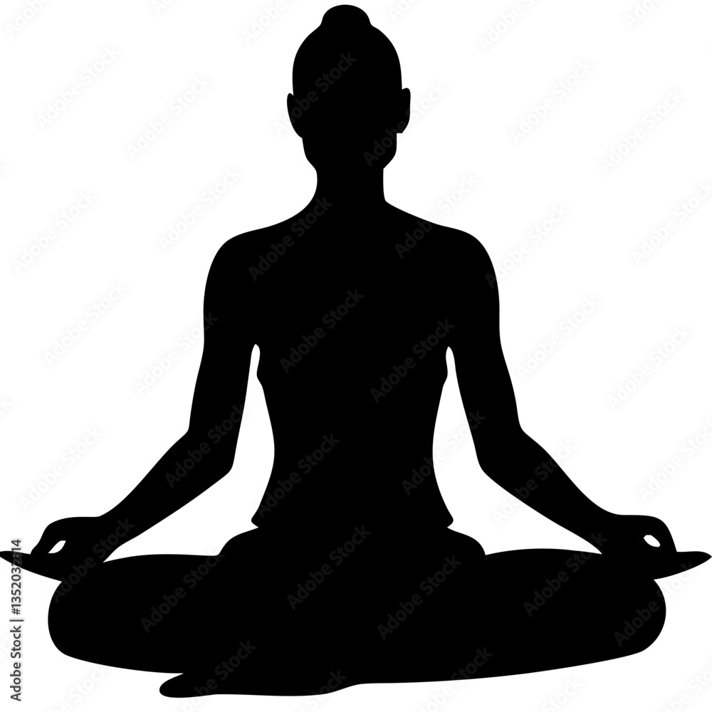 Yoga Meditation Silhouette Woman in Lotus Pose for Relaxation and Mindfulness Practices Yoga Meditation Silhouette Woman in Lotus Pose for Relaxation and Mindfulness Practices