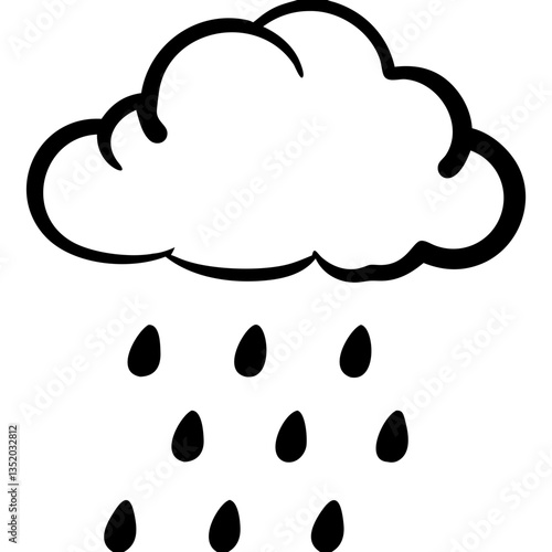 Rain Cloud with Raindrops Weather Vector for Apps and Design Projects