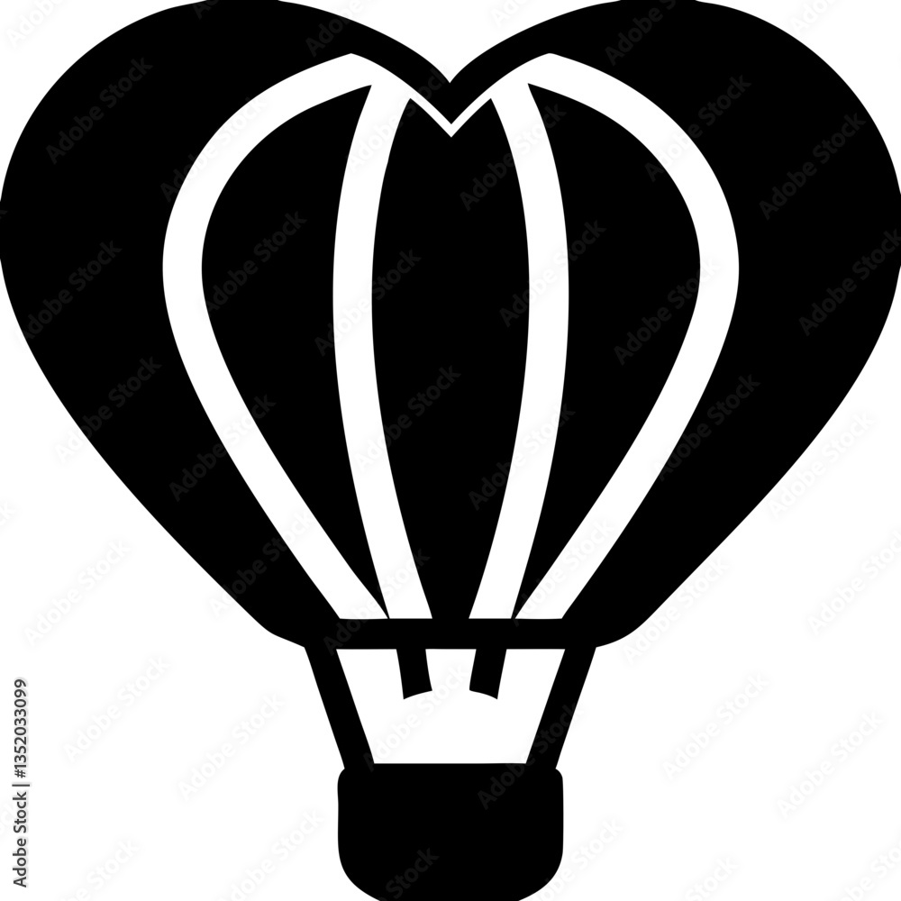 Heart Shaped Hot Air Balloon Vector Art for Love and Adventure Themes Heart Shaped Hot Air Balloon Vector Art for Love and Adventure Themes