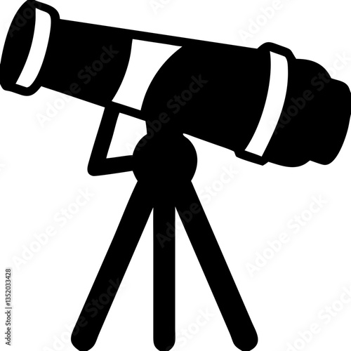 Telescope Silhouette on Tripod Vector Illustration for Astronomy Posters and Designs