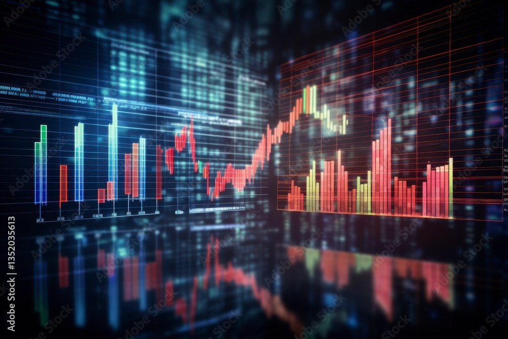 Computer screen shows a graph of stock prices Computer screen shows a graph of stock prices