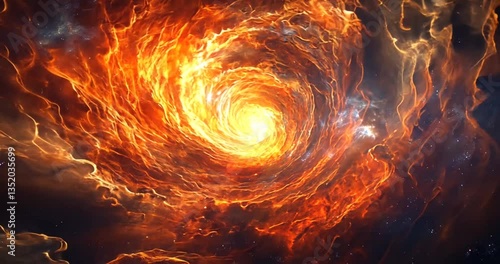 Fiery cosmic vortex in nebula space.  Possible stock photo use