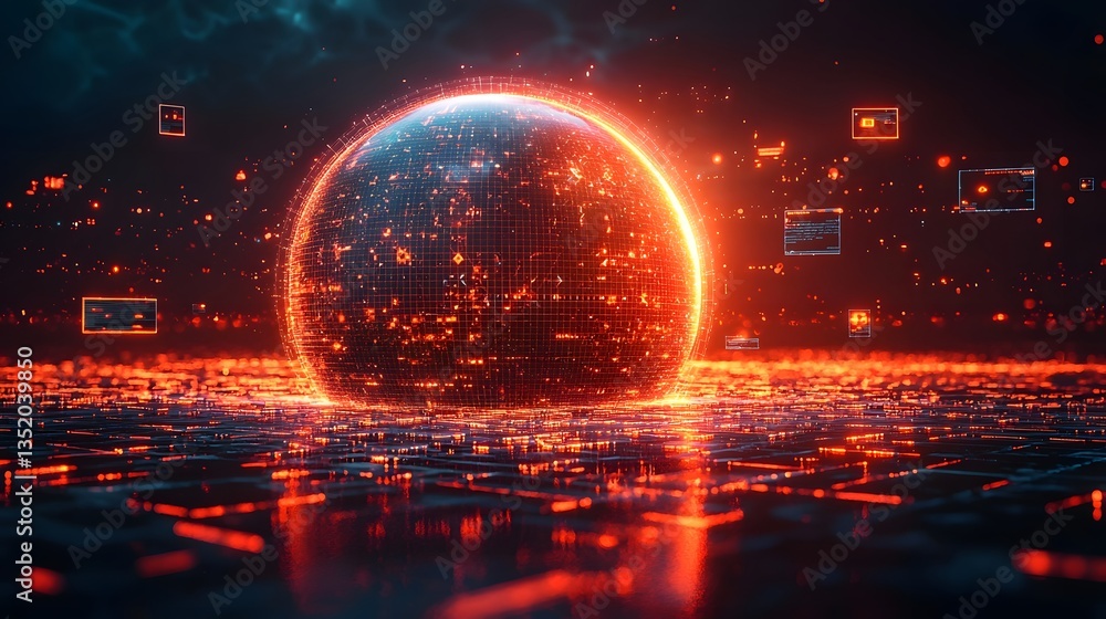 Fototapeta premium Glowing digital sphere representing a connected global network
