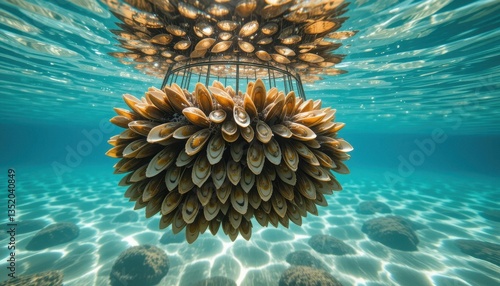 Underwater shellfish farming ocean photography marine environment underwater view aquaculture