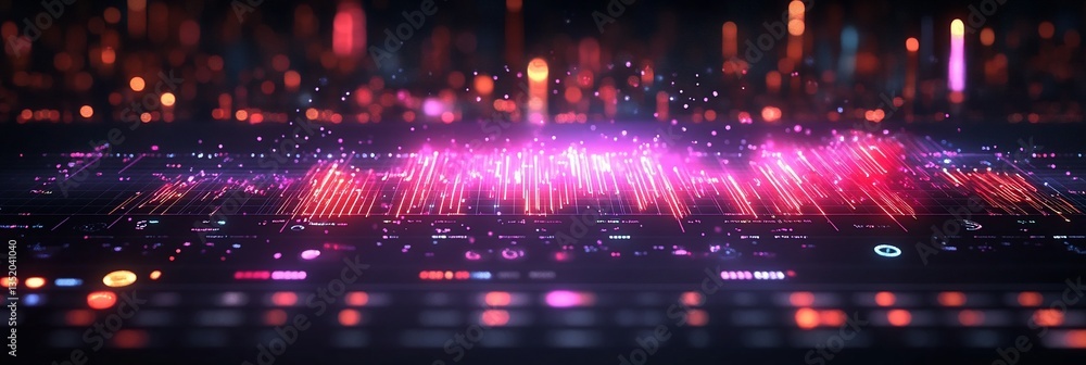 Abstract Cityscape at Night with Vibrant Lights and Data Streams Abstract Cityscape at Night with Vibrant Lights and Data Streams