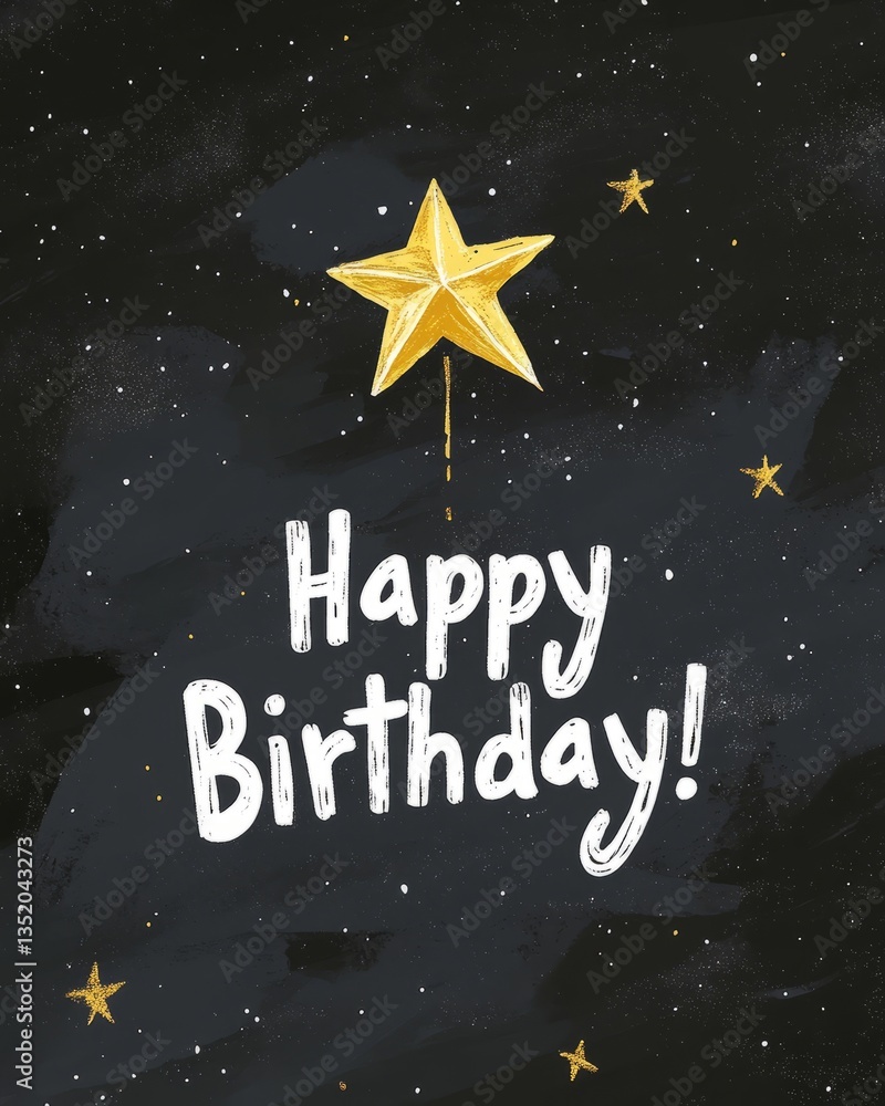 Naklejka premium Minimalist birthday postcard with white Happy Birthday on dark background