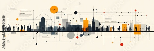 Abstract Cityscape Network Illustration