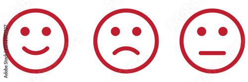 Smile icon. Emoticons simple line icon negative, neutral and positive, sketch doodle sign. Vector illustration.
