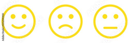 Smile icon. Emoticons simple line icon negative, neutral and positive, sketch doodle sign. Vector illustration.