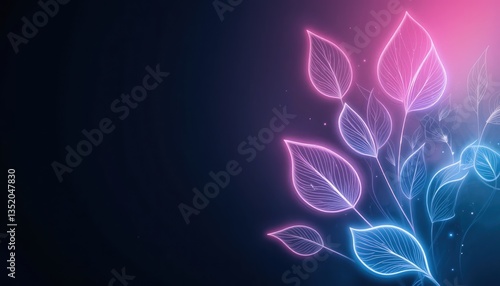 Illuminated leaves design digital art abstract background colorful environment close-up view nature concept for modern aesthetics