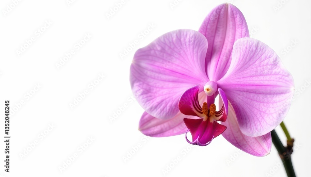 Fototapeta premium Delicate pink orchid blossom, isolated White background , floral, macro