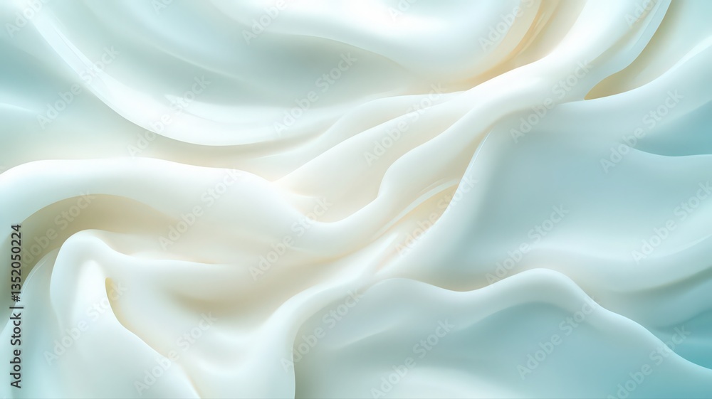 Obraz premium Elegant Draped Fabric in White and Blue-Green Hues