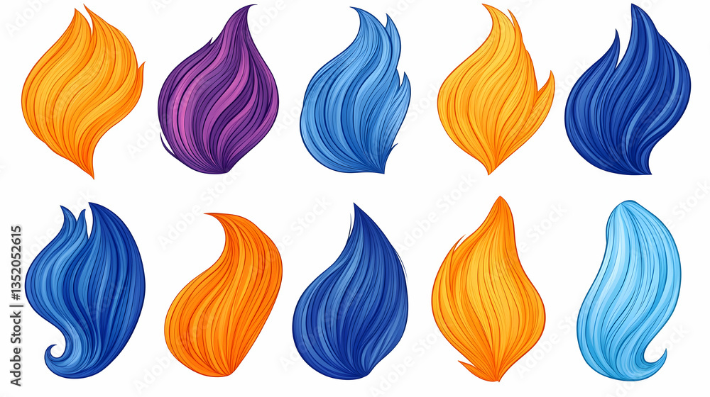 Fototapeta premium Colorful flame illustrations, design elements, graphic resources, website or app decoration