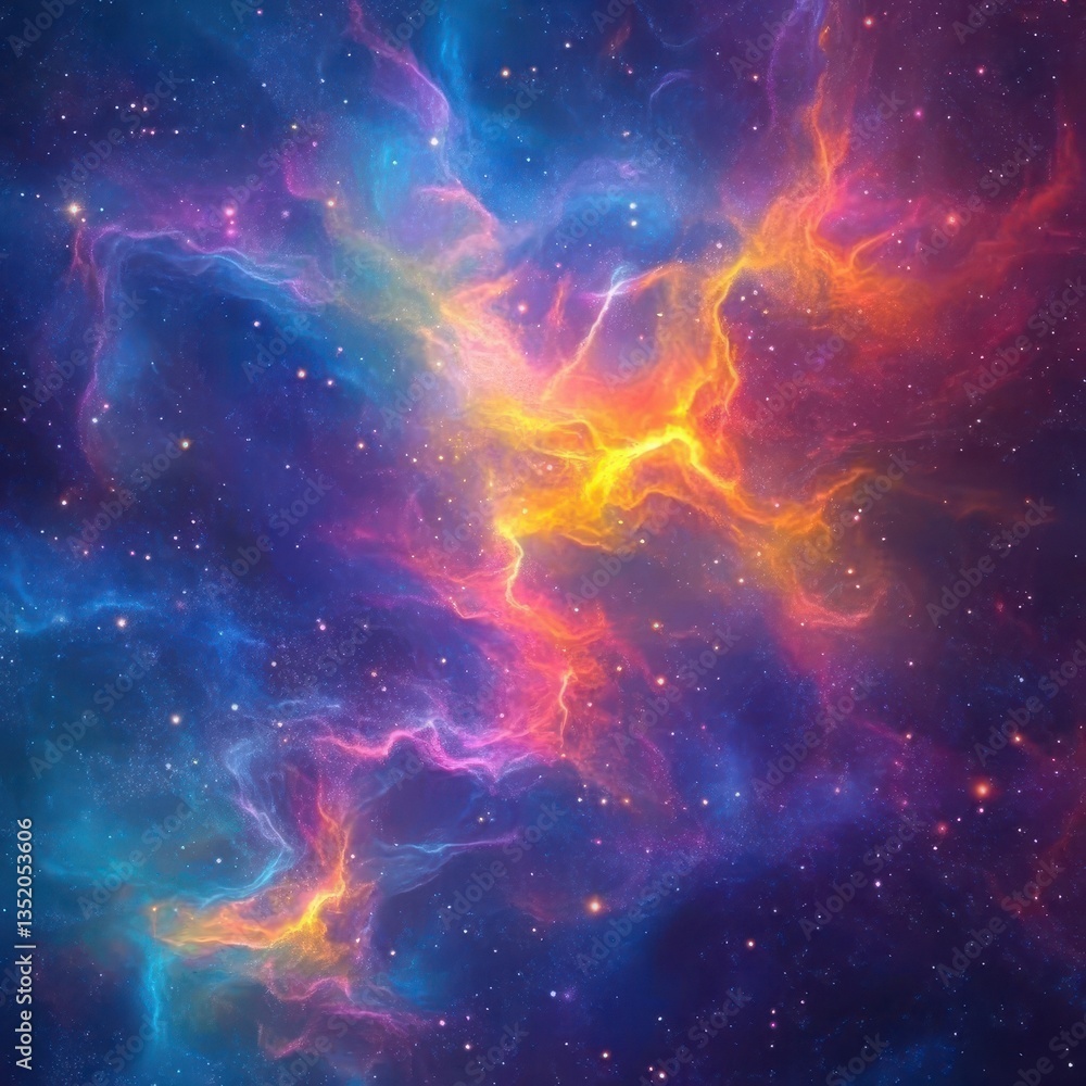 Obraz premium Colorful cosmic nebula filled with shining stars and stellar clouds