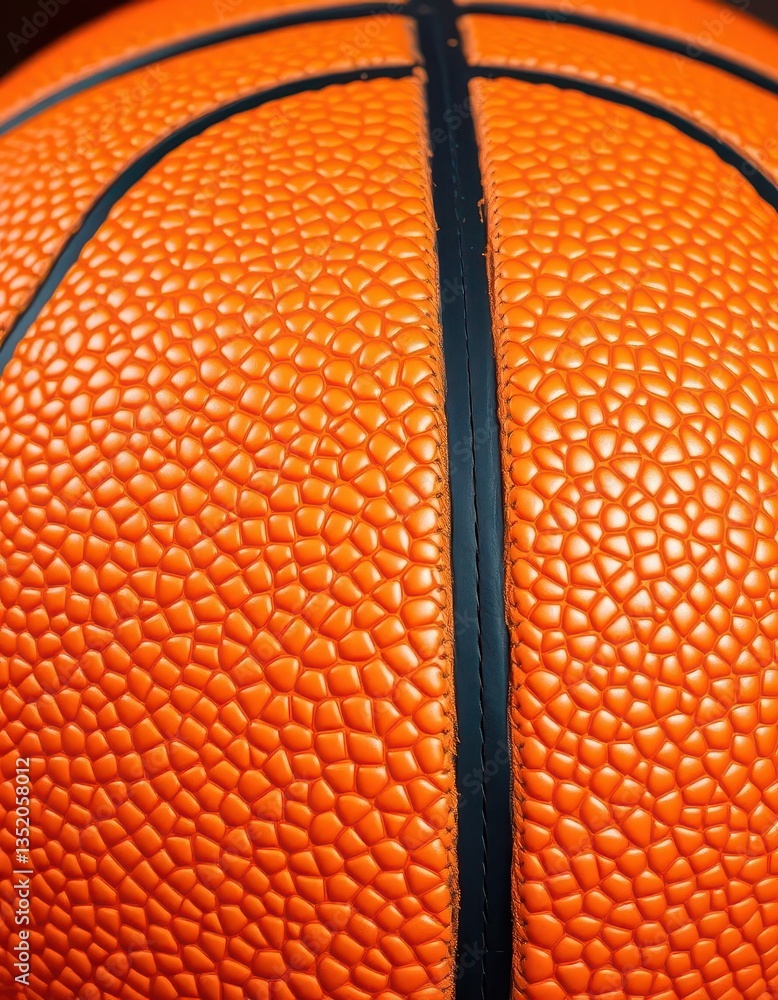 Fototapeta premium Close-up of a classic orange basketball, textured leather surface, equipment, exercise, texture