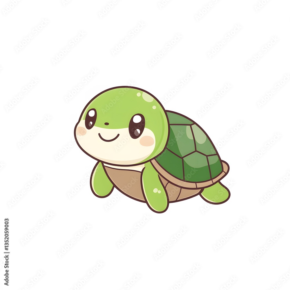 Fototapeta premium Cute Cartoon Baby Turtle with a Smile