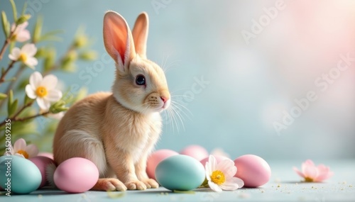 Wallpaper Mural Pastel eggs, bunny, spring flowers, willow branches, studio, symbol, celebration Torontodigital.ca