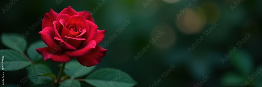 Single red rose encircled by dark green foliage , background, rose Single red rose encircled by dark green foliage , background, rose