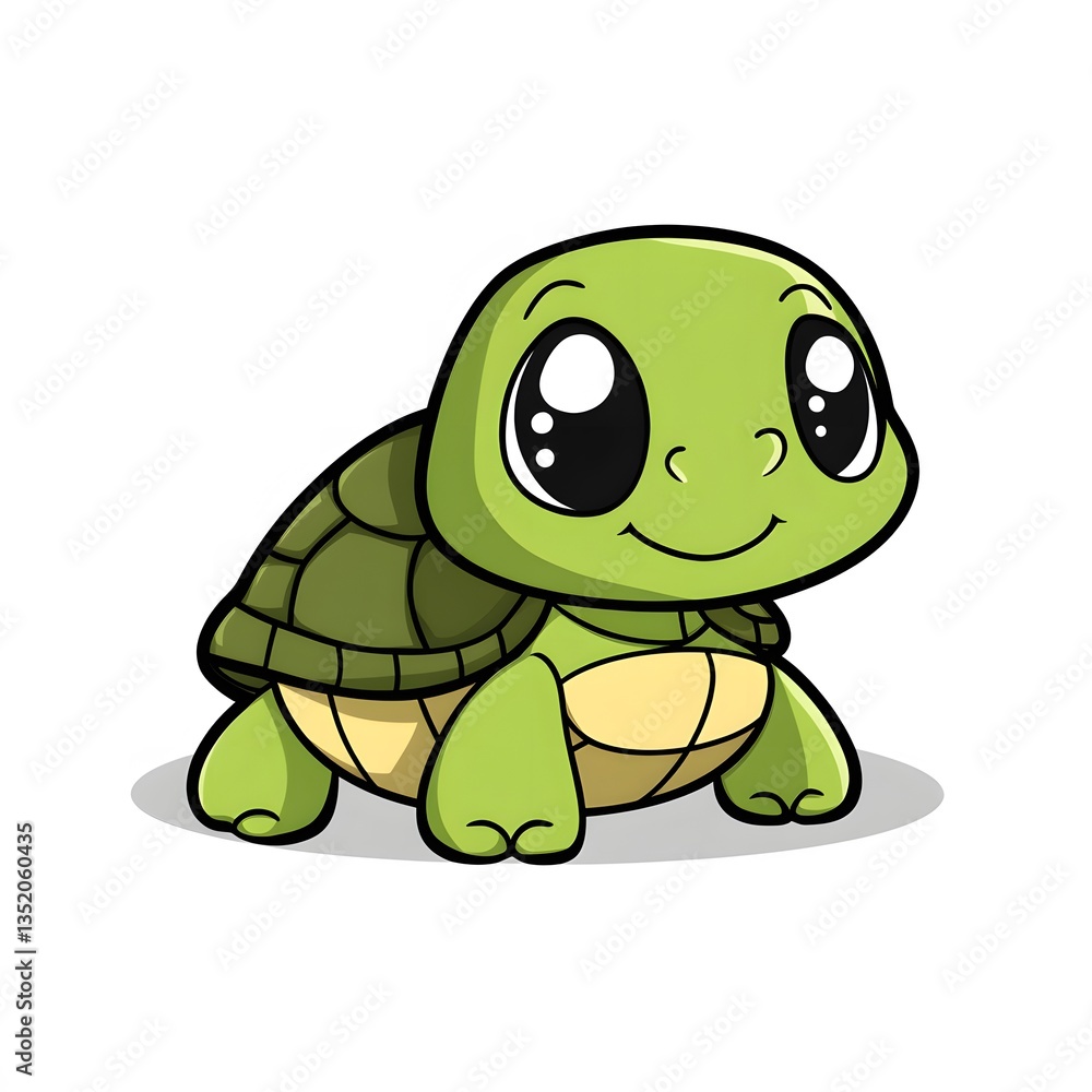 Obraz premium Cute Cartoon Baby Turtle with a Smile