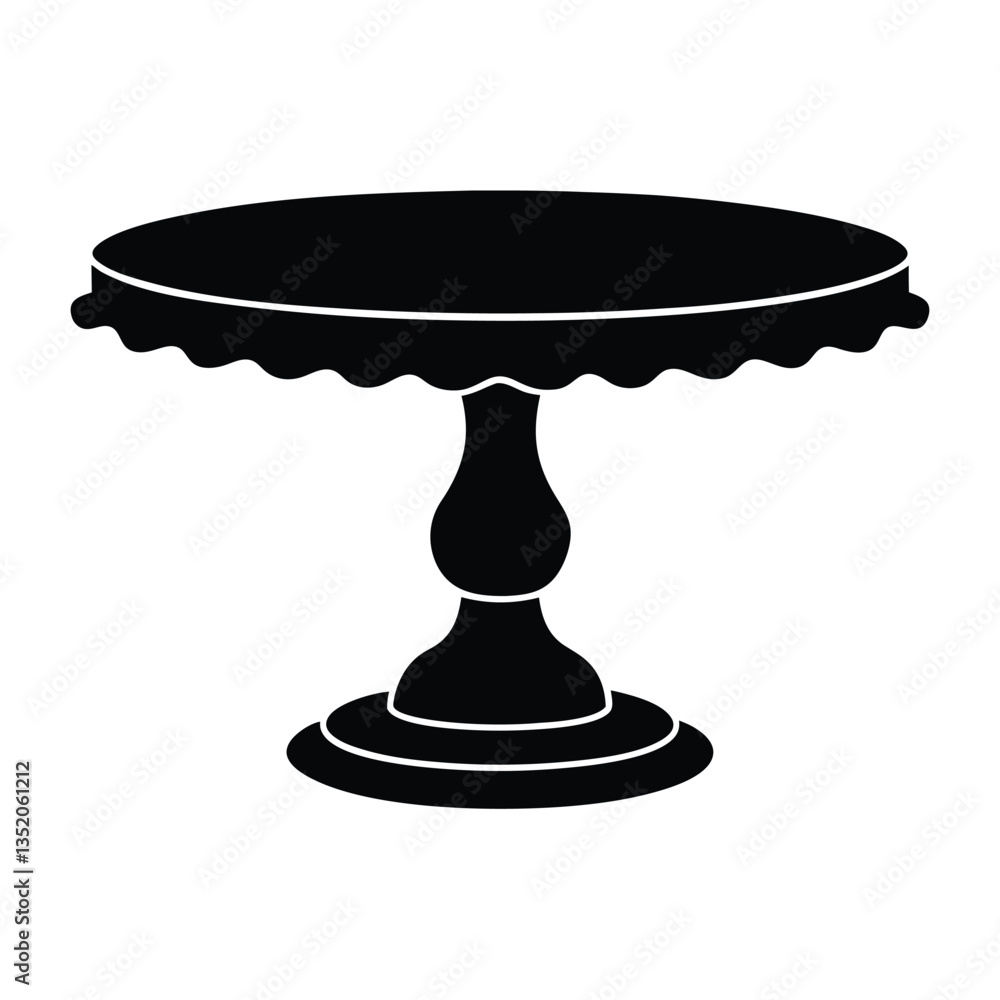 A minimalist cake stand vector silhouette, designed on a clean white background. Perfect for use in various design projects, this simple cake stand illustration offers a versatile and elegant touch A minimalist cake stand vector silhouette, designed on a clean white background. Perfect for use in various design projects, this simple cake stand illustration offers a versatile and elegant touch