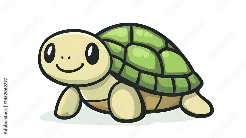 Obraz premium Cute Cartoon Baby Turtle with a Smile