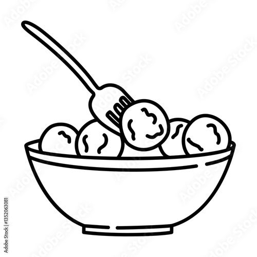 meatball outline illustration. meatball black line illustration.
