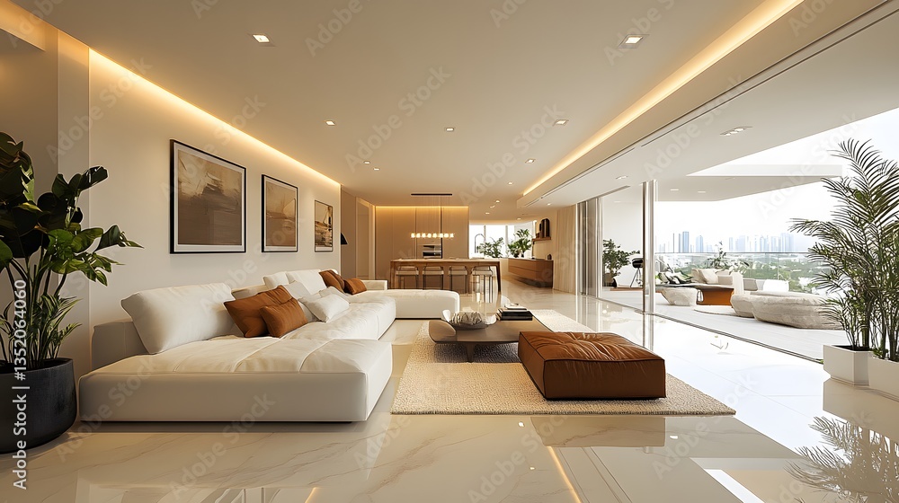 Fototapeta premium Minimalist luxury condo with open layout and modern design illustration
