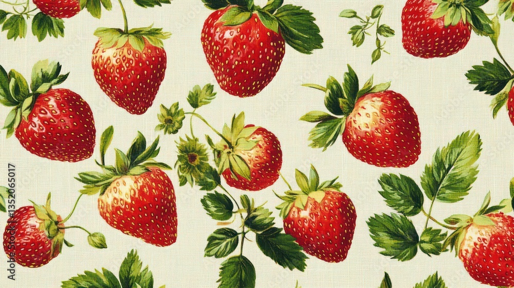 Strawberry Pattern on Cream Background Strawberry Pattern on Cream Background
