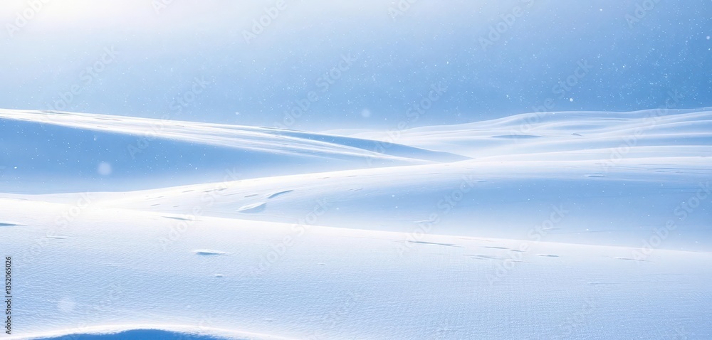 Obraz premium Softly falling snow blankets a vast, untouched winter landscape, serene, texture