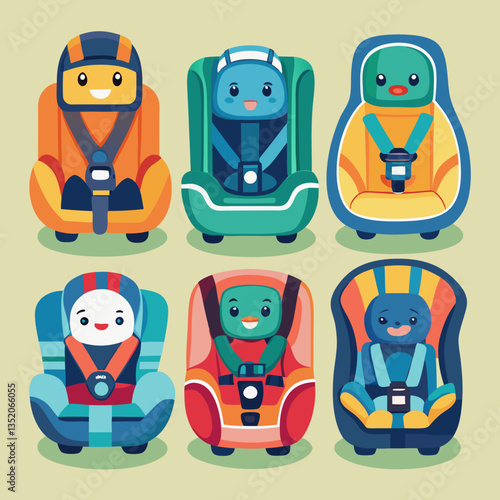 Baby car seats Children safety backseat kid carseat comfort trip newborn travelling convertible automobile chair toddler booster belt infant carrier ingenious illustration