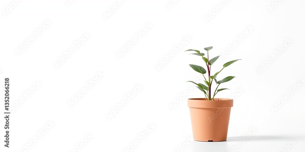 Fototapeta premium Modern Plastic Flower Pot with Empty Space for Design