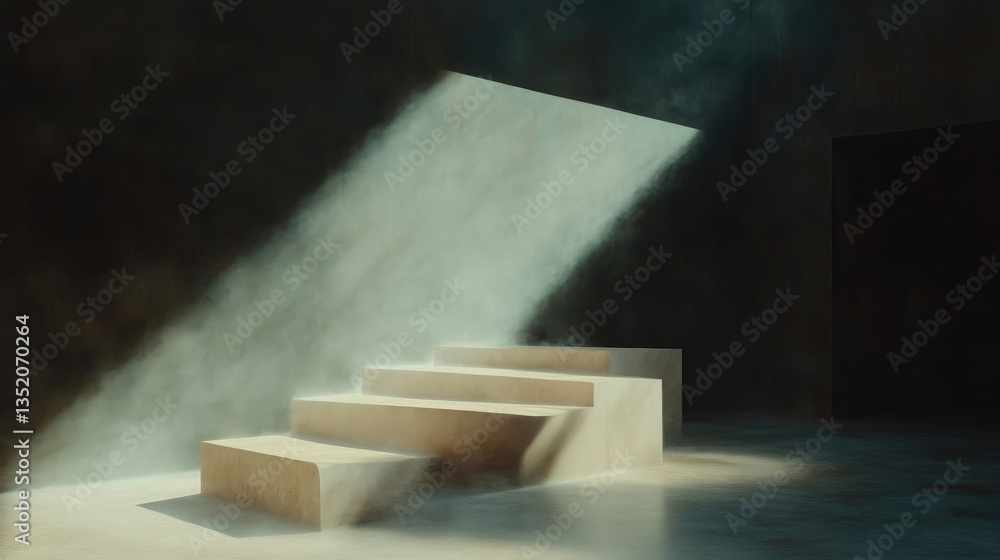 Minimalist beige steps bathed in light Minimalist beige steps bathed in light