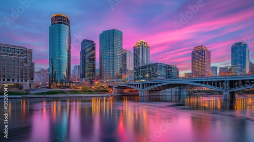 Grand Rapids Skyline at Sunset: A Stunning Michigan Cityscape