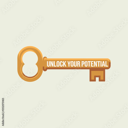 Unlock your potential with a vintage style golden key, creative concept for success and opportunities, isolated on simple background for inspiration