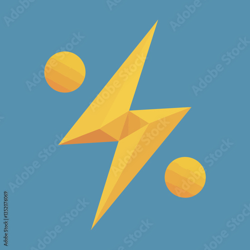 Stylized lightning bolt icon with geometric shapes on a blue backdrop symbolizing energy and quickness