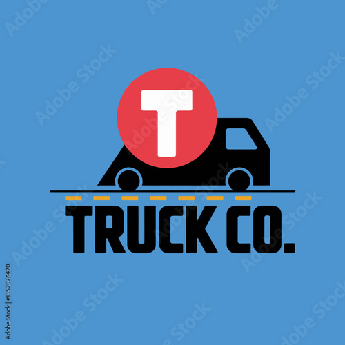 Modern Trucking Company Logo Concept with Bold Lettermark and Vehicle Silhouette for Logistics and Transportation Branding, minimal design