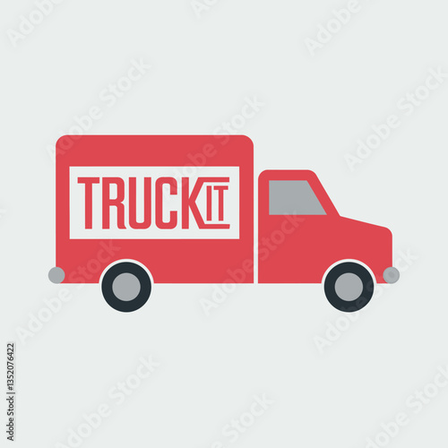 Stylized vector rendering of a vibrant red delivery vehicle on a clean, neutral background, perfect for logistics or transportation branding