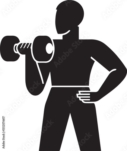 man lifting dumbbells gym silhouette style icon design, vector illustration