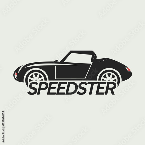 Classic Speedster Vector Illustration Featuring Sleek Silhouette and Dynamic Typography for Automotive Design