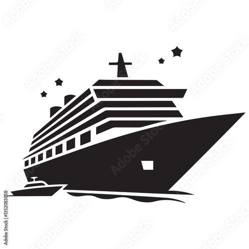 cruise ship icon, cruise ship silhouette vector, black illustration. with white background