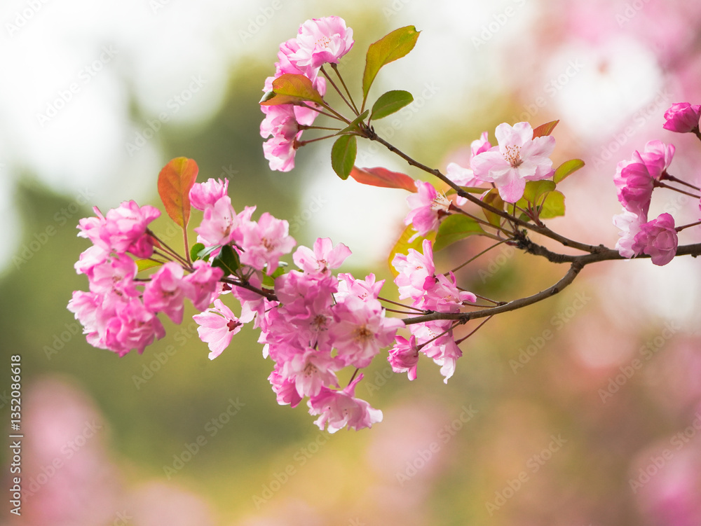 Obraz premium Weeping crabapple in bloom in spring