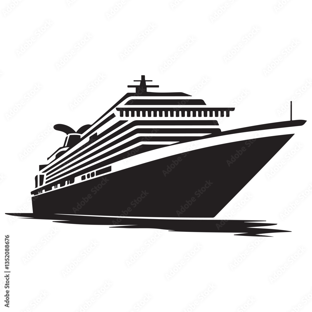 Obraz premium cruise ship icon, cruise ship silhouette vector, black illustration. with white background